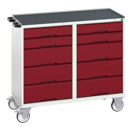 Verso Maintenance Trolley 1050 x 550 x 965 and 10 Drawers Top Tray Mat