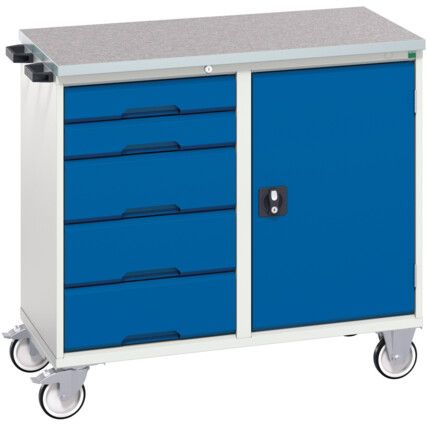 Verso Maintenance Trolley With 5 Drawers and 1 Cupboard - Lino Worktop