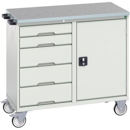 Verso Maintenance Trolley With 5 Drawers and 1 Cupboard - Lino Worktop