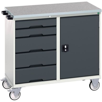 Verso Maintenance Trolley With 5 Drawers and 1 Cupboard - Lino Worktop