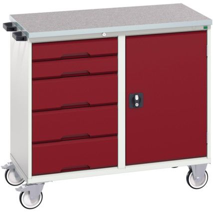 Verso Maintenance Trolley With 5 Drawers and 1 Cupboard - Lino Worktop