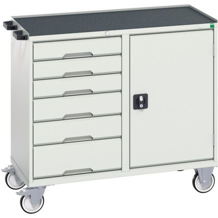 Verso Maintenance Trolley with 6 Drawers 1 Cupboard Top Tray Mat