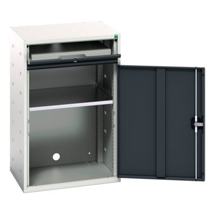 Verso Computer Workstation, Single Door, Anthracite Grey, 1000 x 650 x 550mm