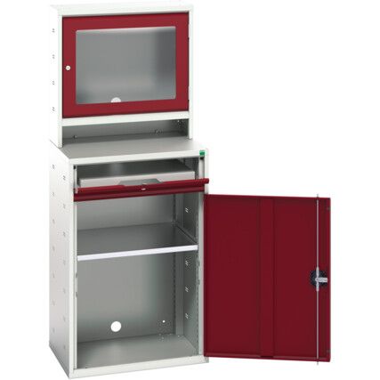 Verso Computer Workstation, 2 Doors, Red, 1650 x 1050 x 550mm