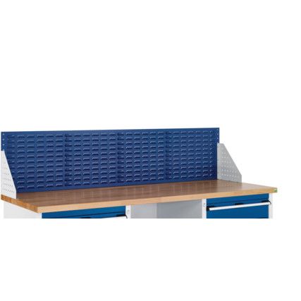 Cubio Storage Bench 1500mm Louvre Backpanel-Light Grey and Blue