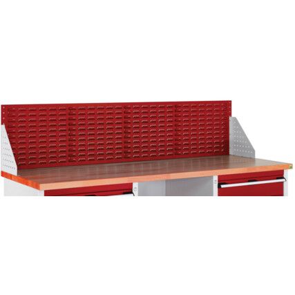 Cubio Storage Bench 2000mm Louvre Backpanel-Light Grey and Red