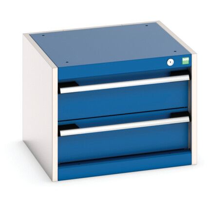 Cubio Drawer Cabinet, 2 Drawers, Blue/Light Grey, 400 x 525 x 525mm