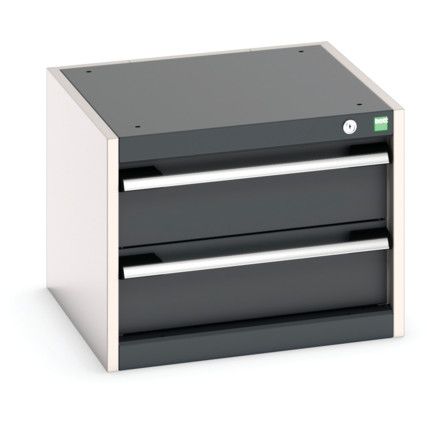 Cubio Drawer Cabinet, 2 Drawers, Anthracite Grey/Light Grey, 400 x 525 x 525mm