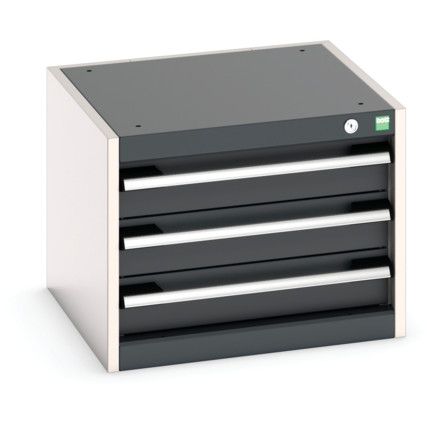 Cubio Drawer Cabinet, 3 Drawers, Anthracite Grey/Light Grey, 400 x 525 x 525mm