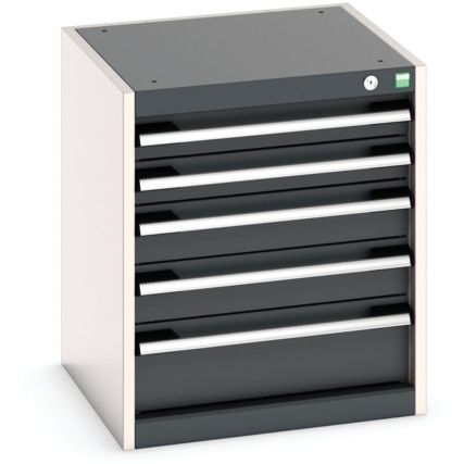 Cubio Drawer Cabinet, 5 Drawers, Anthracite Grey/Light Grey, 600 x 525 x 525mm