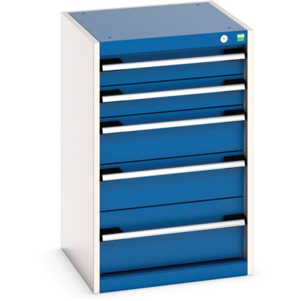 Cubio Drawer Cabinet, 5 Drawers, Blue/Light Grey, 800 x 525 x 525mm