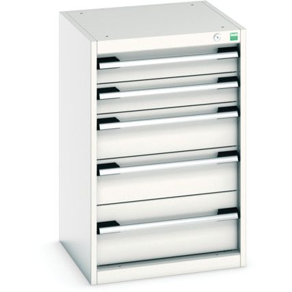 Cubio Drawer Cabinet, 5 Drawers, Light Grey, 800 x 525 x 525mm