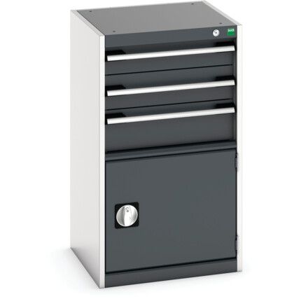 Cubio Drawer Cabinet, 3 Drawers, Anthracite Grey/Light Grey, 900 x 525 x 525mm