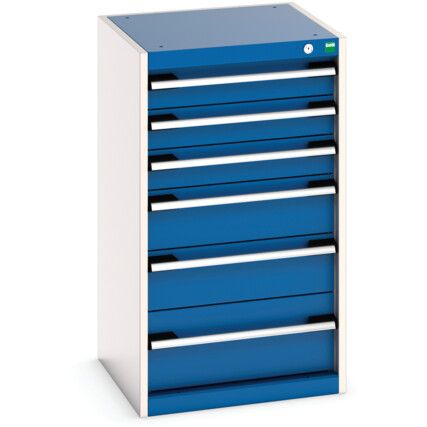 Cubio Drawer Cabinet, 6 Drawers, Blue/Light Grey, 900 x 525 x 525mm