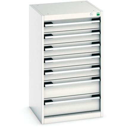 Cubio Drawer Cabinet, 7 Drawers, Light Grey, 900 x 525 x 525mm