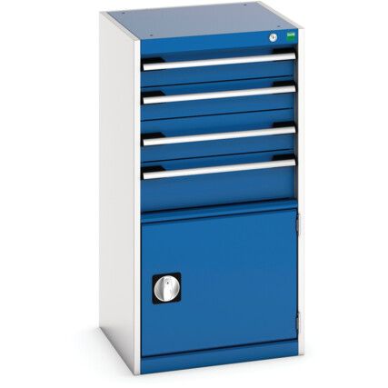 Cubio Drawer Cabinet, 4 Drawers, Blue/Light Grey, 1000 x 525 x 525mm