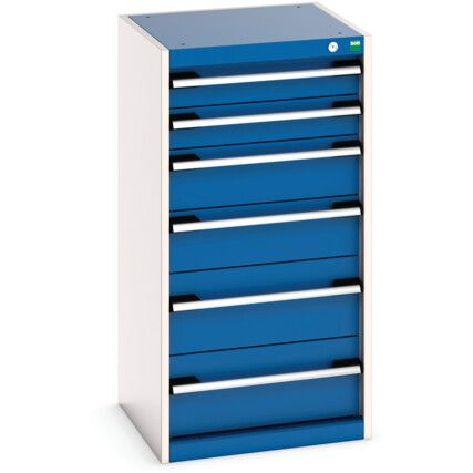 Cubio Drawer Cabinet, 6 Drawers, Blue/Light Grey, 1000 x 525 x 525mm