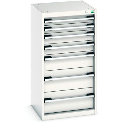 Cubio Drawer Cabinet, 7 Drawers, Light Grey, 1000 x 525 x 525mm