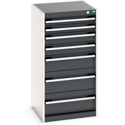 Cubio Drawer Cabinet, 7 Drawers, Anthracite Grey/Light Grey, 1000 x 525 x 525mm