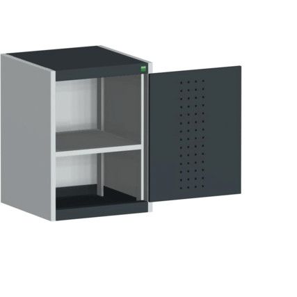 Cubio Storage Cabinet, Single Perfo Door, Anthracite Grey, 700 x 525 x 525mm