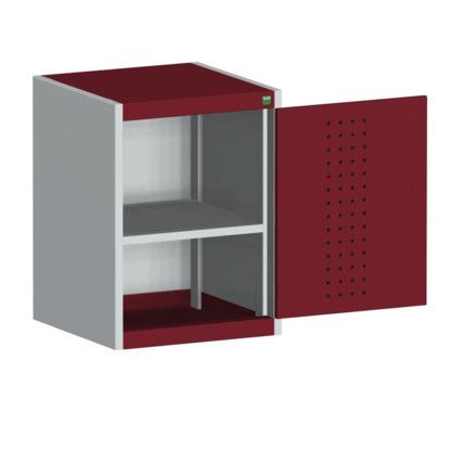 Cubio Storage Cabinet, Single Perfo Door, Red, 700 x 525 x 525mm