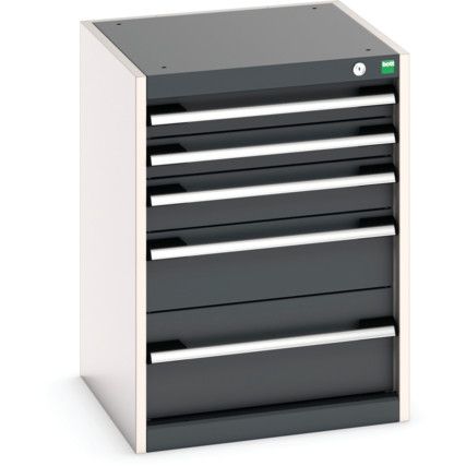 Cubio Drawer Cabinet, 5 Drawers, Anthracite Grey/Light Grey, 700 x 525 x 525mm