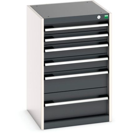 Cubio Drawer Cabinet, 6 Drawers, Anthracite Grey/Light Grey, 800 x 525 x 525mm