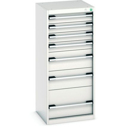 Cubio Drawer Cabinet, 7 Drawers, Light Grey, 1200 x 525 x 525mm