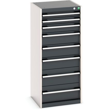 Cubio Drawer Cabinet, 8 Drawers, Anthracite Grey/Light Grey, 1200 x 525 x 525mm