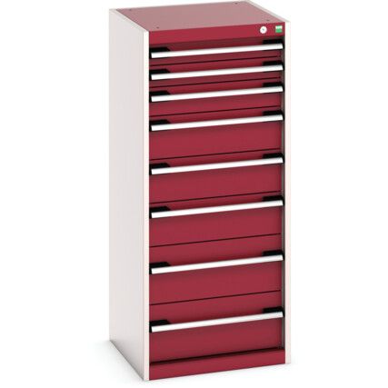 Cubio Drawer Cabinet, 8 Drawers, Light Grey/Red, 1200 x 525 x 525mm