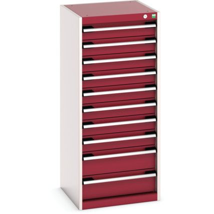 Cubio Drawer Cabinet, 10 Drawers, Light Grey/Red, 1200 x 525 x 525mm