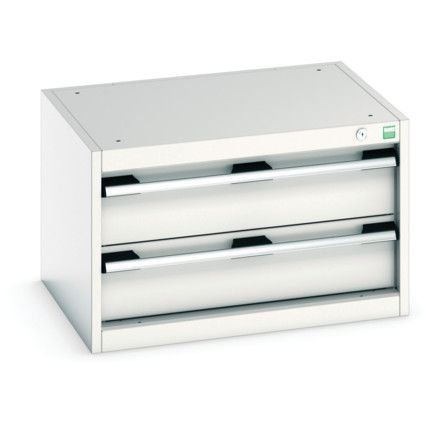 Cubio Drawer Cabinet, 2 Drawers, Light Grey, 400 x 650 x 525mm