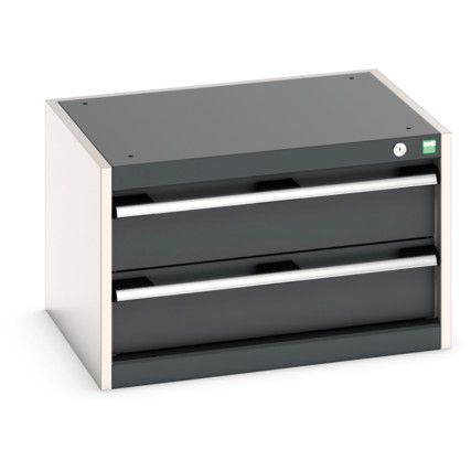 Cubio Drawer Cabinet, 2 Drawers, Anthracite Grey/Light Grey, 400 x 650 x 525mm