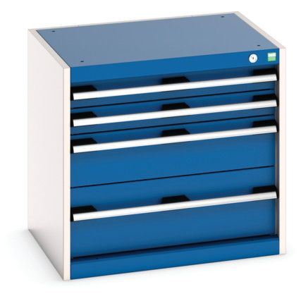 Cubio Drawer Cabinet, 4 Drawers, Blue/Light Grey, 600 x 650 x 525mm