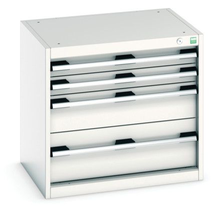 Cubio Drawer Cabinet, 4 Drawers, Light Grey, 600 x 650 x 525mm