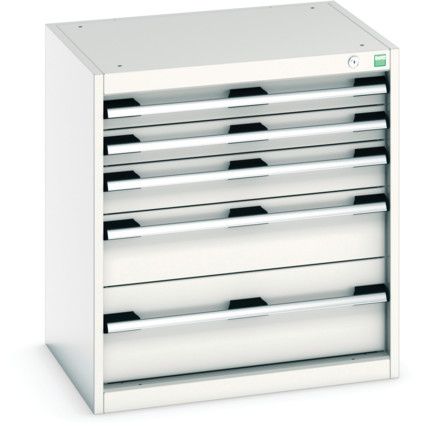 Cubio Drawer Cabinet, 5 Drawers, Light Grey, 700 x 650 x 525mm