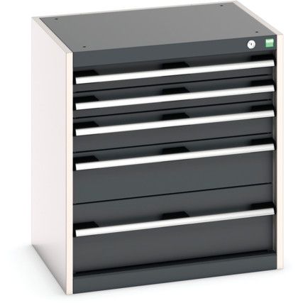 Cubio Drawer Cabinet, 5 Drawers, Anthracite Grey/Light Grey, 700 x 650 x 525mm