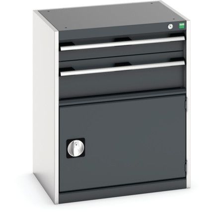 Cubio Drawer Cabinet, 2 Drawers, Anthracite Grey/Light Grey, 800 x 650 x 525mm