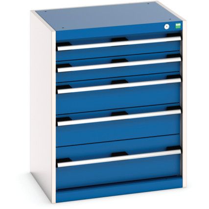 Cubio Drawer Cabinet, 5 Drawers, Blue/Light Grey, 800 x 650 x 525mm