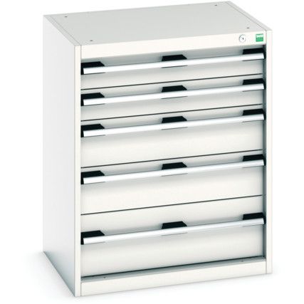 Cubio Drawer Cabinet, 5 Drawers, Light Grey, 800 x 650 x 525mm