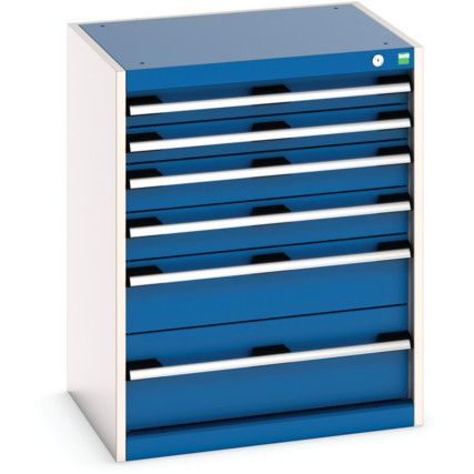 Cubio Drawer Cabinet, 6 Drawers, Blue/Light Grey, 800 x 650 x 525mm