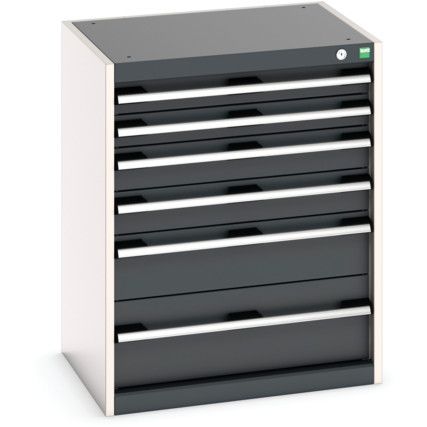 Cubio Drawer Cabinet, 6 Drawers, Anthracite Grey/Light Grey, 800 x 650 x 525mm