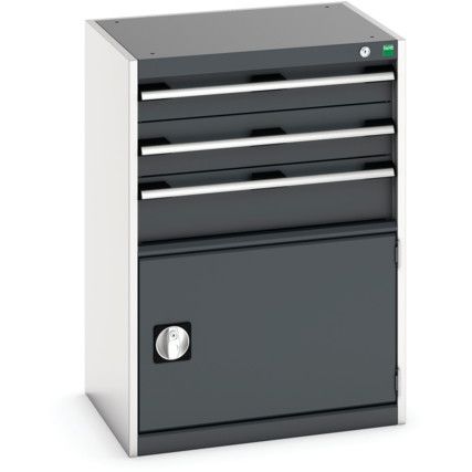 Cubio Drawer Cabinet, 3 Drawers, Anthracite Grey/Light Grey, 900 x 650 x 525mm