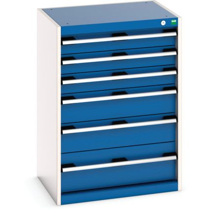 Cubio Drawer Cabinet, 6 Drawers, Blue/Light Grey, 900 x 650 x 525mm