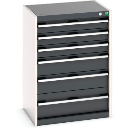 Cubio Drawer Cabinet, 6 Drawers, Anthracite Grey/Light Grey, 900 x 650 x 525mm