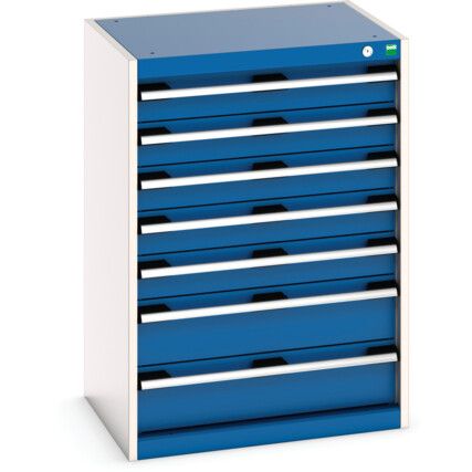 Cubio Drawer Cabinet, 7 Drawers, Blue/Light Grey, 900 x 650 x 525mm