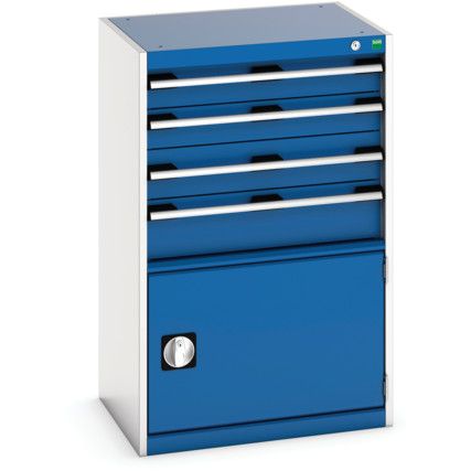 Cubio Drawer Cabinet, 4 Drawers, Blue/Light Grey, 1000 x 650 x 525mm