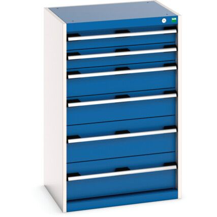 Cubio Drawer Cabinet, 6 Drawers, Blue/Light Grey, 1000 x 650 x 525mm