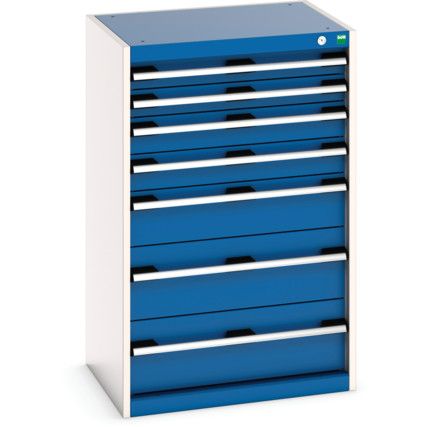 Cubio Drawer Cabinet, 7 Drawers, Blue/Light Grey, 1000 x 650 x 525mm