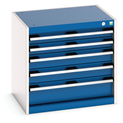 Cubio Drawer Cabinet, 5 Drawers, Blue/Light Grey, 600 x 650 x 525mm